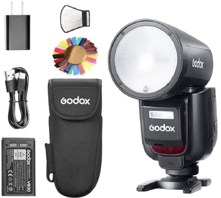 GODOX V1 V1Pro S TTL Li-ion Rundkopf-Kamera-Blitz Kompatibel mit Sony Auto-Blitzen, 2,4G Wireless 1/8000s HSS 1,3s Wiederaufladezeit M/TTL Modus Abnehmbarer Sub-Blitz Speedlight Unterstützung Type-C