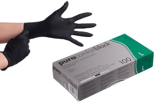 Blanc HYGIENIC Nitril-Handschuhe puderfrei, schwarz, 1.000 Stk., unsteril, mit Rollrand, hoch-elastisch, geprüfte Qualität Größe L