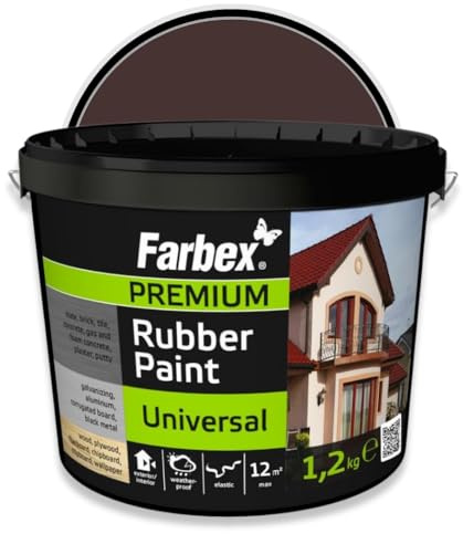 FARBEX Gummifarbe Innen & Außen – 1,2 kg - Braun | Flüssigkunststoff Farbe für Dach, Beton, Holz, Metall Elastische Abdichtung, UV-beständig