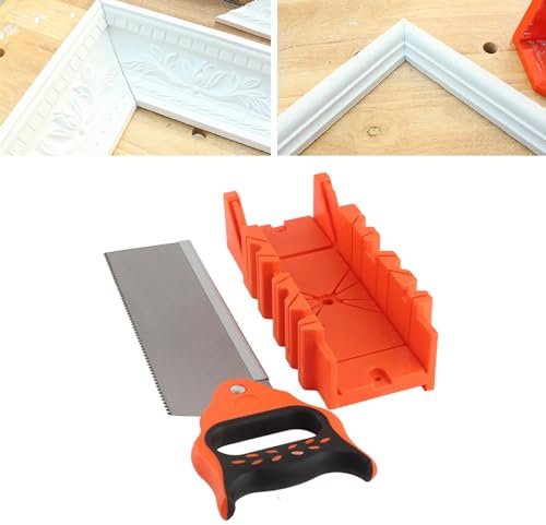 Boîte à Onglets à Serrage Multiple de 12 Pouces avec Scie Arrière de 14 Pouces, pour Couper Différents Matériaux à des Angles de 90°, 45° et 22,5°, Comprend une Scie Arrière et