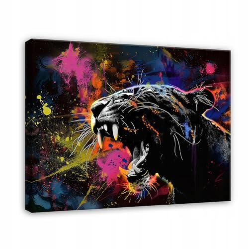 WallArena Leinwand Bilder 120x80 cm | Panther, Leinwandbilder, Bild auf leinwand, Format: 120x80 cm (BxH) - einteilig auf Canvas Leinwand. Das Leinwand