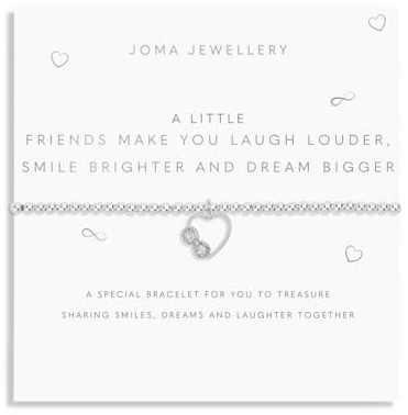 Joma Jewellery A LITTLE FRIENDS MAKE YOU LAUGH LOUDER, SMILE BRIGHTER AND DREAM BIGGER Silver Plated 17.5cm Stretch Bracelet stretch