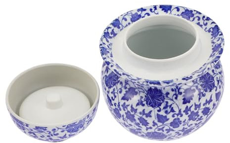 COLLBATH Kimchiglas Aus Keramik Koreanischer Gärtopf Luftdichter Gurkenbehälter Chinesischer Gärtopf Blaue Einmachgläser Für Große Kaffeefilter Topfgurke Kann Zubehör