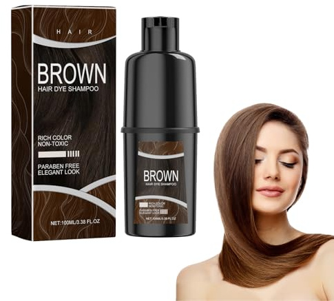 Hair Dye Shampoo 3 in 1 Naturale per Capelli Grigi - Trattamento Istantaneo per Uomini e Donne (Marrone)