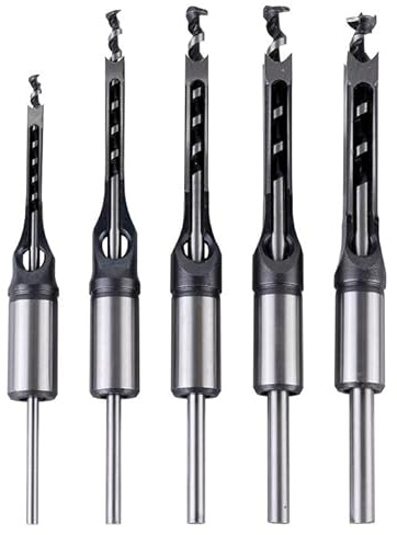 5 Pièces Perceuse Trou Carré Bédane Burin Set, Forets À Trou Carré, Foret Trou Carré De Perçage, Forets Carrés En Acier Rapide 6,4 Mm/8 Mm/9,5 Mm/11 Mm/12,7 Mm Pour Le Travail Du Bois