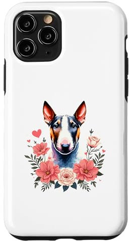 Custodia per iPhone 11 Pro Roses Flowers Miniature Bull Terrier Mini Bull
