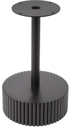 woplus Metall Tischgestell Rund Schwarz mit Riffelstruktur – Ohne Platte (Klein ⌀30 cm)