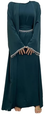 Sweejim Ramadan Kebaya marokkanischer Kaftan-Damen-Bademantel, beliebt, weich, muslimisch, Abaya, Saudi-Kaftan-Kleid, Dark En8, XXL