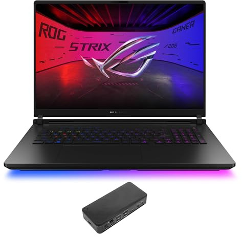 ASUS ROG Strix Scar AI Gaming Laptop 18 240Hz Mini LED WQXGA Display (Intel Ultra 9-275HX, GeForce RTX 5080 16GB, 32GB DDR5, 4TB PCIe SSD, RGB KB, 2 Thunderbolt 5, Win 11 Pro) w/USB-C Dock