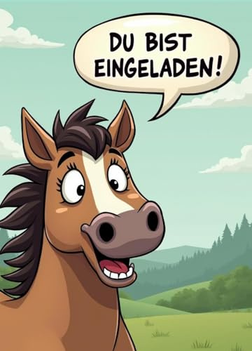 ZETTMANN Pferde Einladungskarten Kindergeburtstag Mädchen - 10er Set - Partyeinladungen für Geburtstage - gut beschreibbar - Lustiges Pferd als Comic Motiv in Premiumqualität
