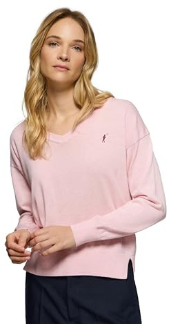 Polo Club Jersey de Punto con Cuello Pico y Logo Bordado para Mujer - 100% algodón