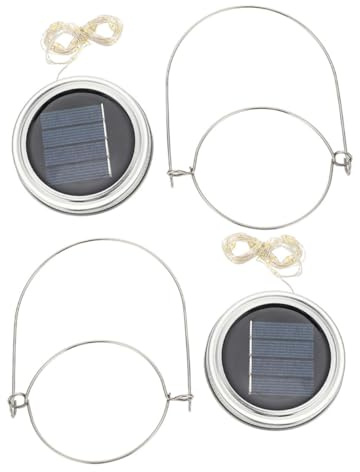 BAZEITFLOW Solar Jar Lights LED String Lights for Garden and Window Sill, 2 Sets Warm White Solar Powered Hanging Lanterns with 20 LEDs, Fit 70Mm Diameter Bottles, Decoration