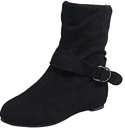 Generisch 2026 Botines Mujer Corto Transpirable Moda Alto Chunky Retro Cremallera Tacones Zapatos Mujer Botas Botas de Mujer, Negro , 42 EU
