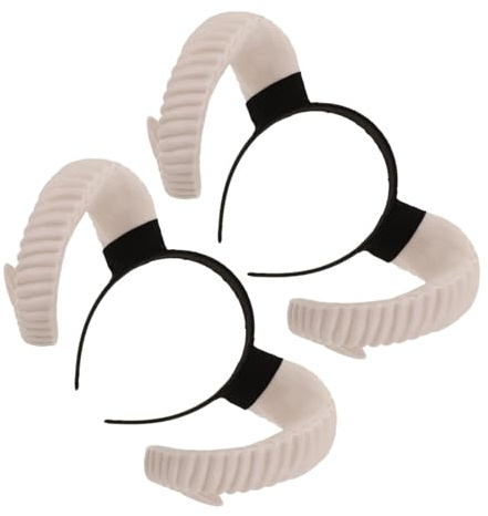 LIFKOME 2pcs Ram Horns Headdress Sheep Ears Cosplay Headband Adult Costume Hairband Simulated Goat Horns for Photo Shoot Dress up Parties Lamb Animal Headband