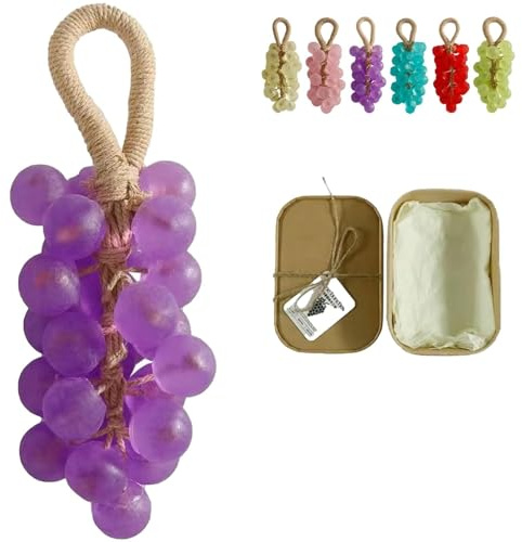 Sapone detergente delicato personalizzato all'uva di cristallo fatto a mano, sapone decorativo idratante con oli essenziali for il lavandino del bagno(Purple(Lavender scent))