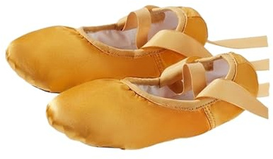 Ballerina for Girls Ballerine professionella dansskor i satin rosa för kvinnor nakna för dans, Guld, 41 EU