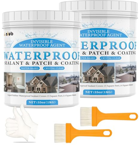 NIUB Polyurethane Waterproof Coating, Étanchéité Liquide Transparent, Pâte Puissante d'Étanchéité innovante, Waterproof Coating, Liquide d Etancheite Transparente, Produit d'etancheité Transparent 2KG | Mastic d'étanchéité extérieur étanche transparent