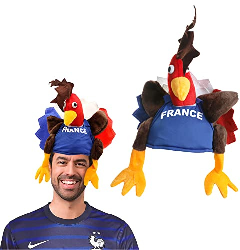 Chapeau de coq français - Accessoire de déguisement de rugby pour supporters de la France - Six Nations et Coupe du Monde - Pour les fans de football et de rugby - 1 pièce