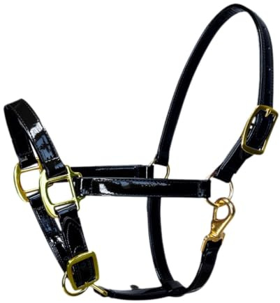 Milageto Throat Snap Halter Adjustable Groundwork Lightweight Horse Rope Training Halter for Practice Pasture Training, Black M