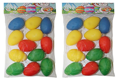 OLShop AG 2er Pack Ostereier Plastik bunt Sortiert ca. 6 cm (2 x 12 Stück) Dekoeier, Kunststoffeier, Dekoeier, Plastikeier, Plasteeier