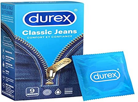 Durex - Preservativi Classic Jeans, comodi e affidabili (Confezione da 9)
