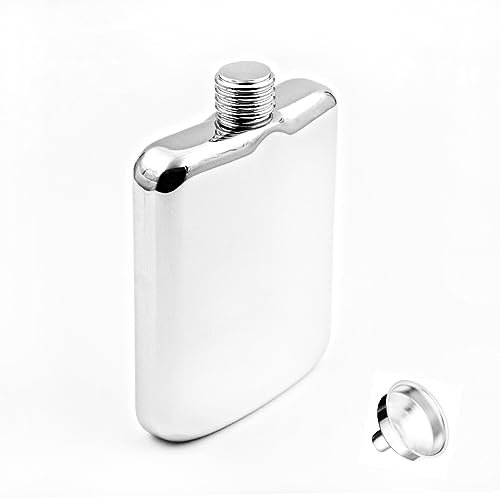 iSavage 6oz Hip Flask Square Shape 18/8 Stainless Steel Mirror Finishing with a Funnel-YM116