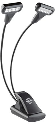 K&M 12273 Notenpultleuchte Double4 LED T-Model Flexlight Schwarz – Befestigung per Clip – 3000 Kelvin, 64 Lumen