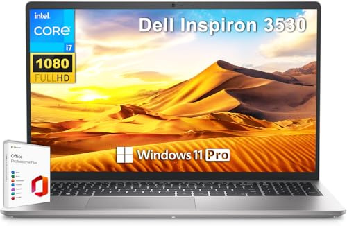 Dell Inspiron 15 3530 Business Laptop, Microsoft Office Lifetime License & Windows 11 Pro, 15.6 FHD 120Hz Display, Intel i7-1355U, 32 GB RAM, 1 TB SSD, 1080P Webcam, Backlit Keyboard, Anti-Glare