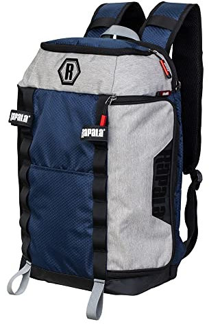 Rapala - Rucksack zum Angeln Countdown Backpack - Angeltasche mit Brustgurt - gepolsterte Gurte - Ruten- und Köderhaken - Angelrucksack mit Belüfteter Rückseite - mehrere Fächer - Blau/Grau/Schwarz, Standard