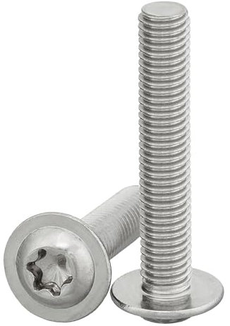 Linsenkopfschraube mit Flansch und Innensechsrund/Torx (ISR,TX) nach Norm: ISO 7380-2 rostfreier Edelstahl A2 V2A Vollgewinde Flanschschraube Flachkopfschraube (M6 x 80 mm, 10 Stück)