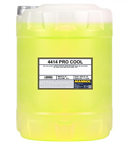 MANNOL 4414 Pro Cool Kühlerfrostschutz, gebrauchsfertig bis -40 °C, 10L | Für Motorräder, Roller und Geländefahrzeuge, ganzjährig, mit Korrosionsschutz für Metall und Aluminium, SAE J1034