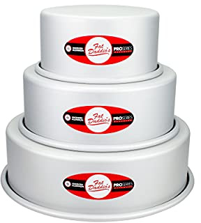 Fat Daddio's Eloxiertes Aluminium, 3-stöckig, rund, Kuchenform-Set, 7,6 cm Tiefe, 10,2 cm, 15,2 cm, 20,3 cm