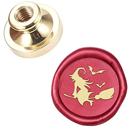 CRASPIRE Halloween Wax Seal Stamp Head Replacement Witch Broom Bat 25mm Vintage Sealing Wax Stamp Heads Only No Handle for Wedding Invitations Halloween Party Envelopes Cards Gift Wrapping