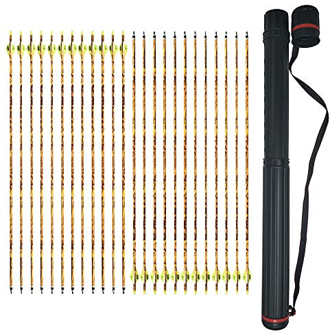 SHARROW 12/24 Carbon Pfeile 32 Zoll Pfeile für Bogenschießen Spine 600 Jagd Bogen Pfeile Jagdpfeile mit 2 Kunststoffbefiederung für Pfeil Und Bogen Recurvebogen Compoundbogen Langbogen (24pc+1Köcher)