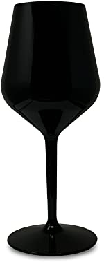WAF RucBicchieri Set 6 VERRES À Vin/Cocktail ''EVENT TASTING BLOWN STEMGLASS'' 33cl. INCASSABLES, en Tritan (Plastique Rigide), BPA-Free, Réutilisables et Lavables au lave-vaisselle, (Noir) FM-41