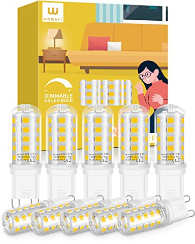 wowatt G9 LED Bulbs Dimmable Natural White 4000K, 10 Pack, 4W 400LM | Equivalent to 40W Halogen Bulbs, No Flicker, CRI＞83, AC 220-240V, 360° Beam Angle, for Home Lighting Decor