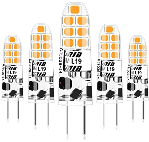 Auting G4 LED Bulbs,LED 2W 3000K Warm White LED Bulbs Light Bulb Replacement for 20W Halogen Bulus 12V AC/DC, 360 °Beam Angle, No Flickering Non-Dimmable Energy Saving Bulb, 5PCS