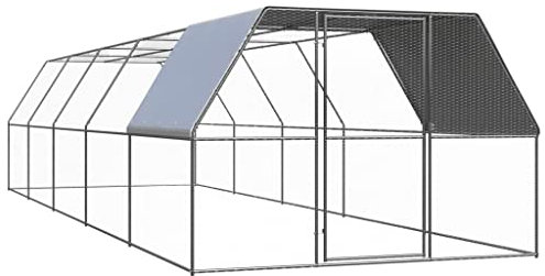 WIFESE Outdoor-Hühnerkäfig 3x10x2 m Verzinkter Stahl Hühnerstall Voliere Kleintierstall Freilaufgehege Hühner Kleintiergehege für Hühner Hennen Enten und Andere Kleintiere Praktische & Geräumige