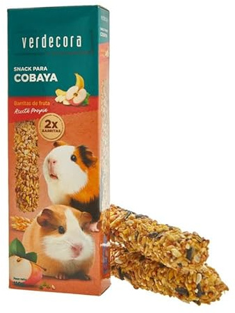 Verdecora Barritas para Roedores | Snack para Hamster, Conejos, cobayas | Completa su alimentación | Aporta energía | Entretiene a tu Mascota (para Cobaya, Fruta)