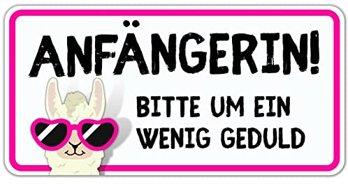 Fahranfänger Magnetschild (20x10cm) - Anfänger Schild Auto - Alpaka | Bessere Alternative zu Auto Aufkleber und Saugnapf - Geschenke zum Führerschein - Magnet Schild Beginner für Fahrschule