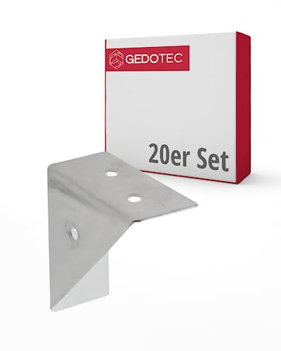 Gedotec Eckverbinder aus Stahl | 20 Stück | NOOK | 50 x 50 mm | Stahl massiv | Bettverbinder zum Schrauben | Verbindungswinkel - Stahlwinkel | Schnelle Verbindung von unterschiedlichen Materialien