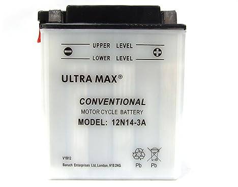 UltraMax 12N14-3A, 12V 14AH 128 CCA Motorbike Motorcycle Battery