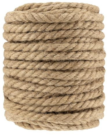 HAKZEON Corde de jute naturelle torsadée de 12 mm - 50 m - Corde de chanvre de manille pour jardinage, camping, décoration, empaquetage