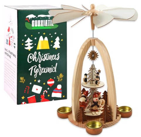Piramide natalizia in legno da 35,5 cm con 4 portacandele, set per presepe per decorazione natalizia da tavolo (uno)