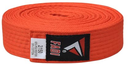 Fadi Sports Martial Arts Belt for Karate, Judo, Aikido and Taekwondo - Durable Cotton-Polyester Blend for Adults and Kids (Orange, 4)