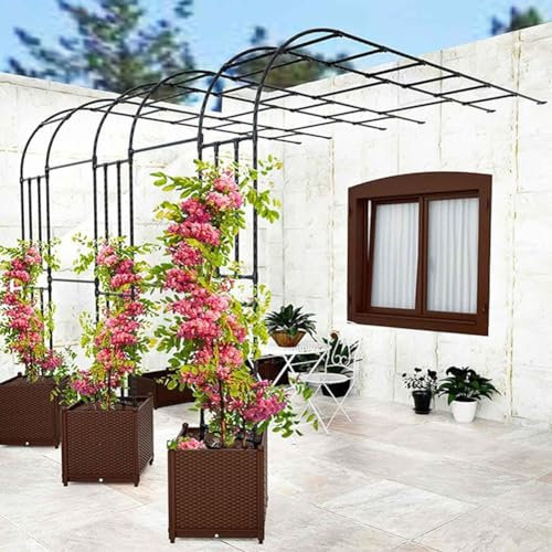 MISKYN Arche De Jardin Demi Rond, Demi-Arche en Métal, Arceau Jardin Arche A Rosiers De Style Fer Forgé, Tonnelle De Jardin Robuste, pour Plantes Grimpante,Blanc,150 * 240cm