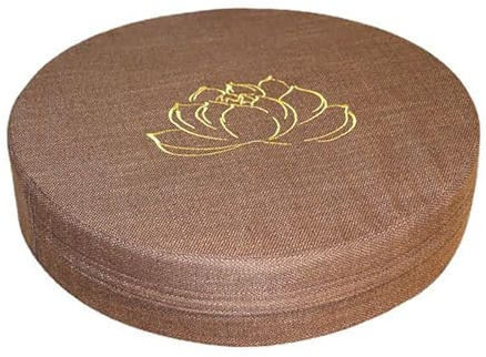 BEIJIALY Coussin de Méditation, Oreillers de Yoga, Coussin de Méditation Rond en Mousse Dure, Coton et Lin, Tapis de Sol Amovible et Lavable pour Balcon, Salon, Tatami(Café)