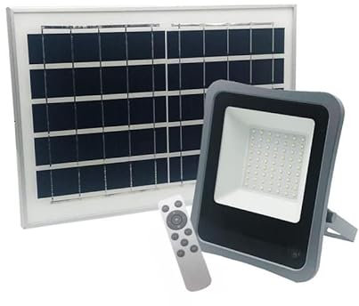 Proyector solar LED de 30 W IP65 regulable para Iluminacion Exterior (panel solar y mando a distancia)