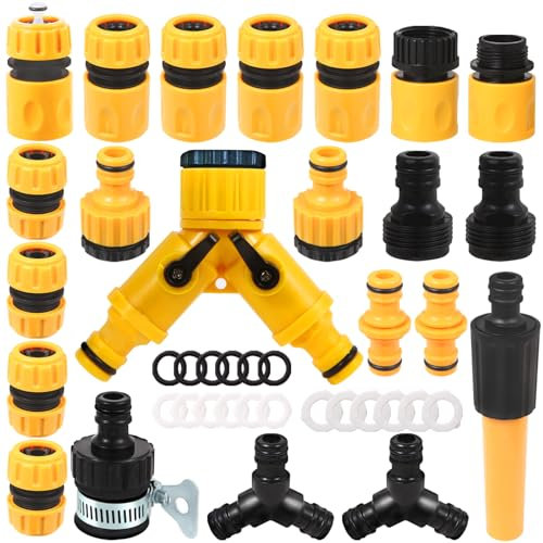 Schlauchverbinder 1/2 Zoll Gartenschlauch Anschluss Set Schlauchanschluss 22 Stück Schlauchkupplung Gartenschlauch Verbinder Adapter Wasserschlauch Anschluss für Garten und Haus Wasserhahn