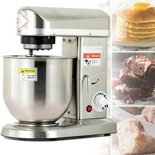 DPQYJPP Batteur sur Socle électrique, mélangeur Nourriture Commercial 5L/7L/10L, mélangeur à gâteau à tête inclinable à 3 Vitesses, Crochet pétrisseur, pour Cuisson Restaurant Pizzeria,10L